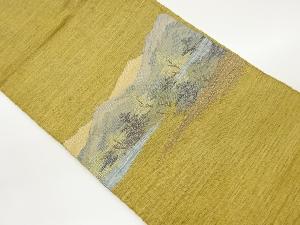 山並に木々・霞模様織出し名古屋帯